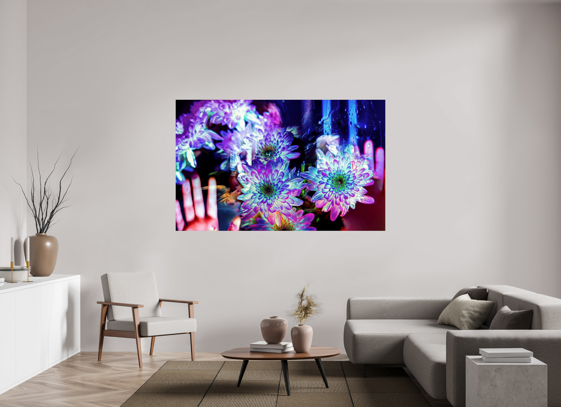 192 x 120 cm, 1 Tirage simple sur papier photo Fuji Crystal Pearl Pétales contre ma peau, lumière contre la tienne