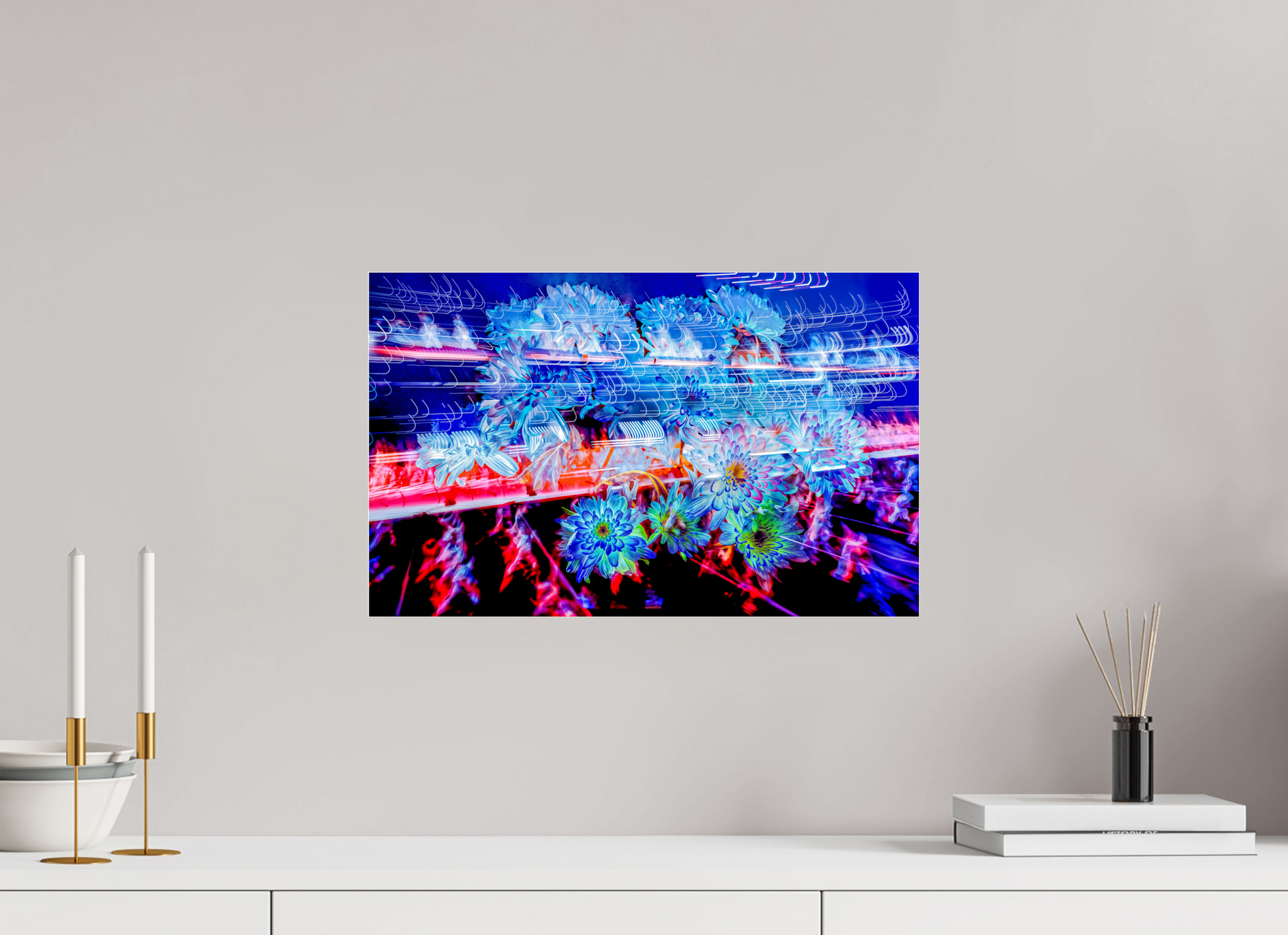 48 x 30 cm, 3 Tirage photo sous Verre acrylique Éclosions dans les courants de matière douce