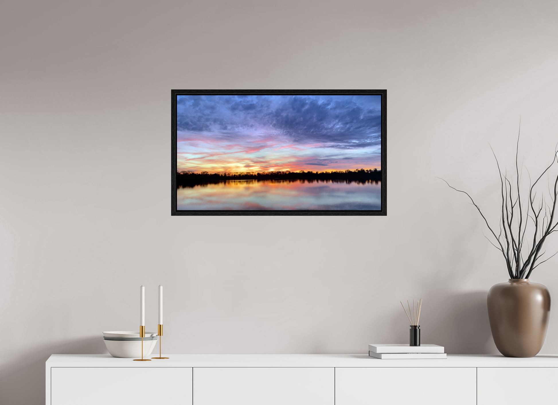 80 x 45 cm, Caisse américaine Noire Reflets d’un Même Ciel II – Le Souffle Pourpre