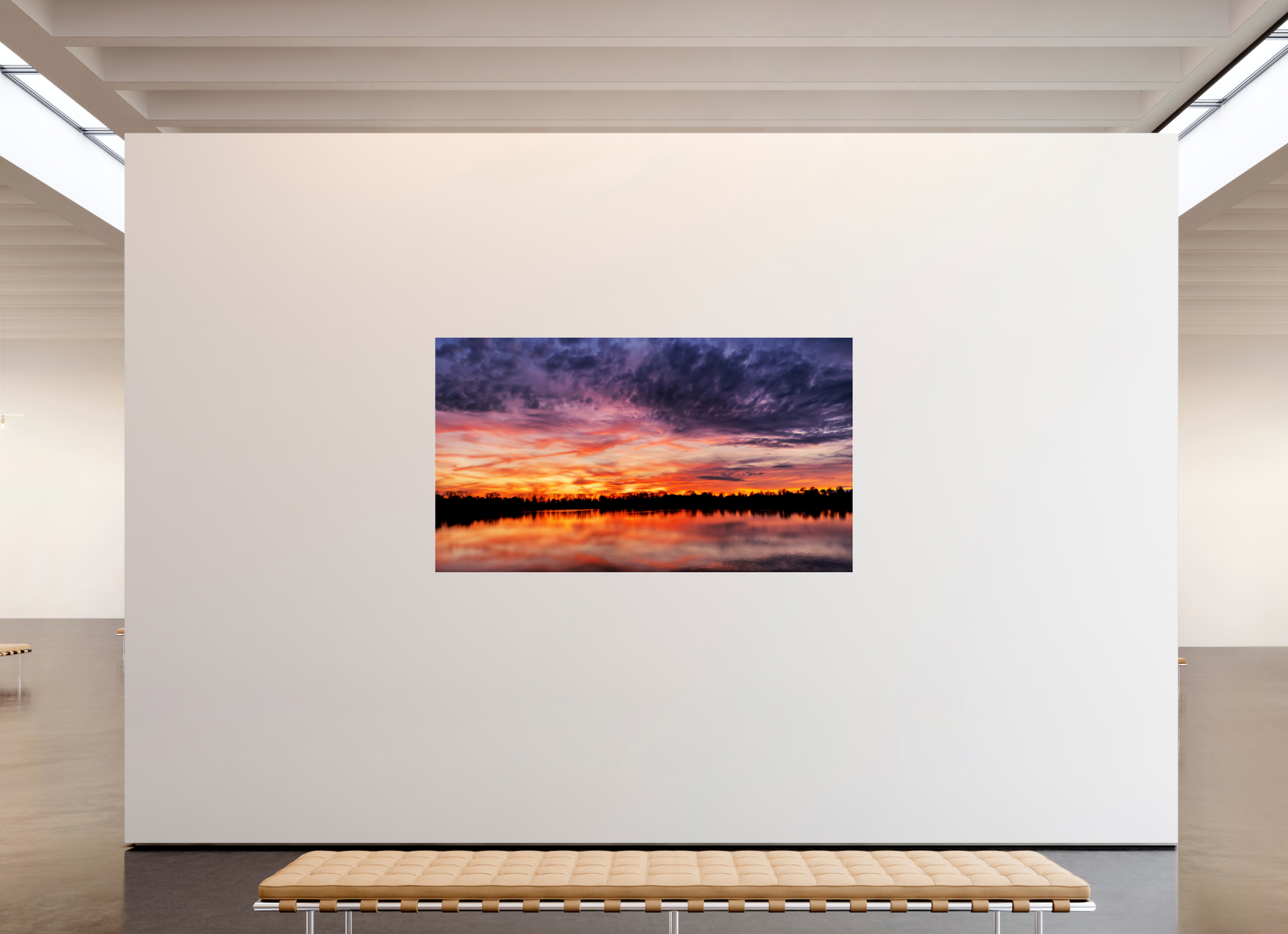 208 x 117 cm, Tirage photo sous Verre acrylique Reflets d’un Même Ciel III – L’Heure Incandescente