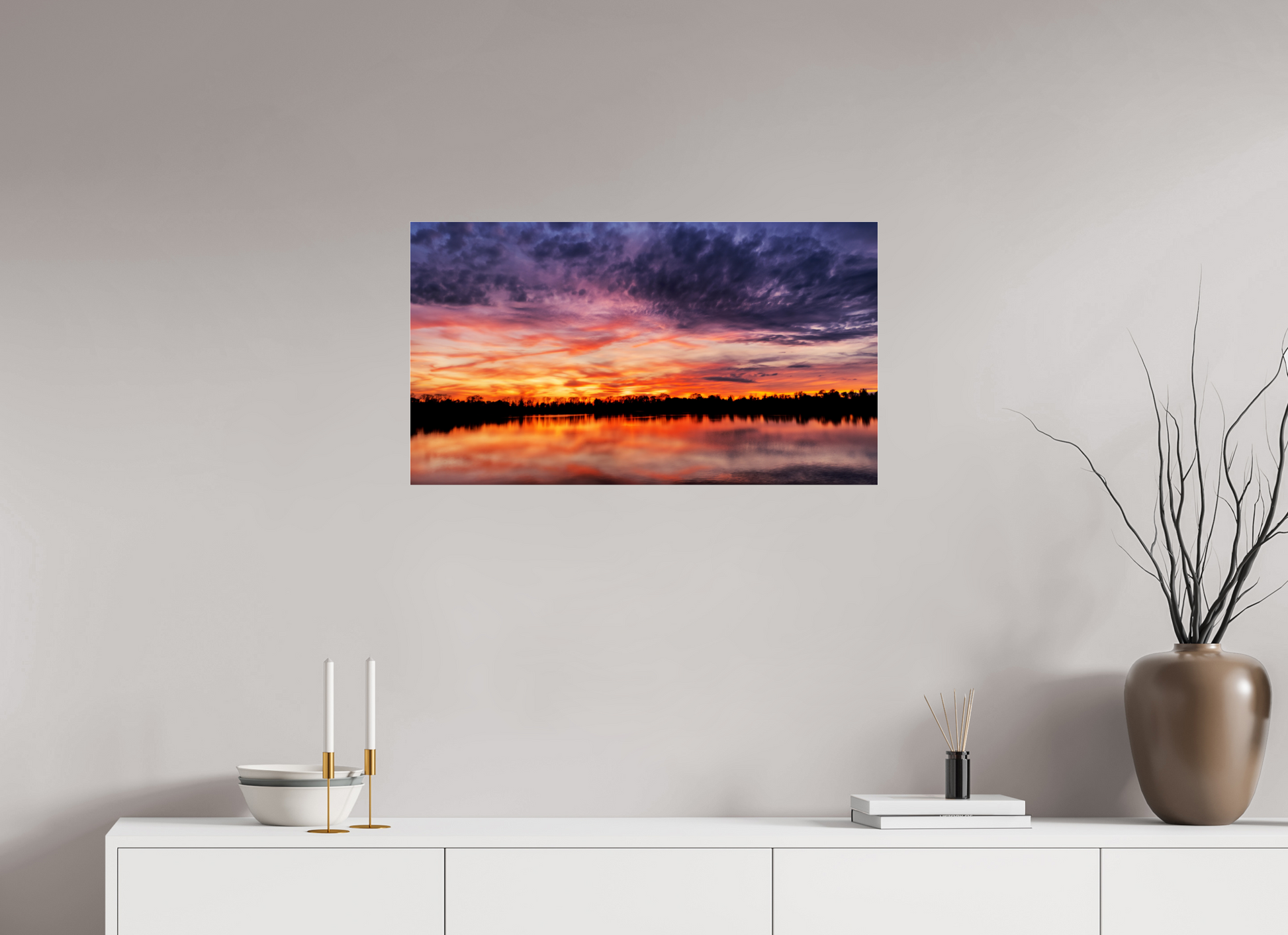 80 x 45 cm, Tirage photo sous Verre acrylique Reflets d’un Même Ciel III – L’Heure Incandescente