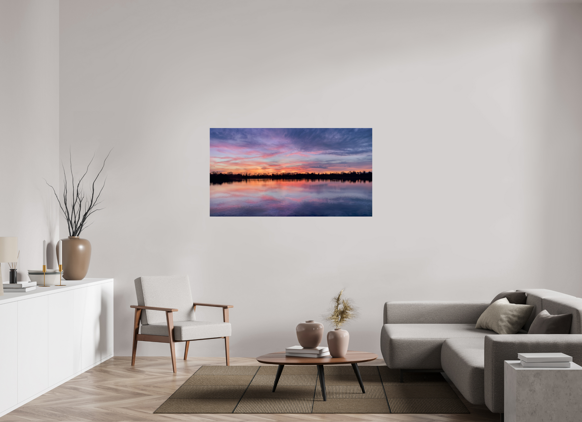 146,8 x 80 cm, Tirage photo sous Verre acrylique Reflets d’un Même Ciel I – Naissance du Feu